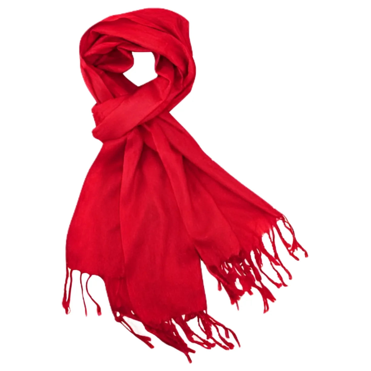 Rose Red Solid Scarfs for Women Fashion Warm Neck Womens Winter Scarves Pashmina Silk Scarf Wrap with Fringes for Ladies by