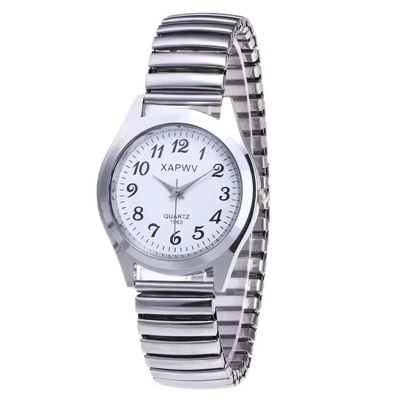 Fashion Women Men Watch Flexible Elastic Band Quartz Wrist Watch Steel Strap Couple Watch Gift