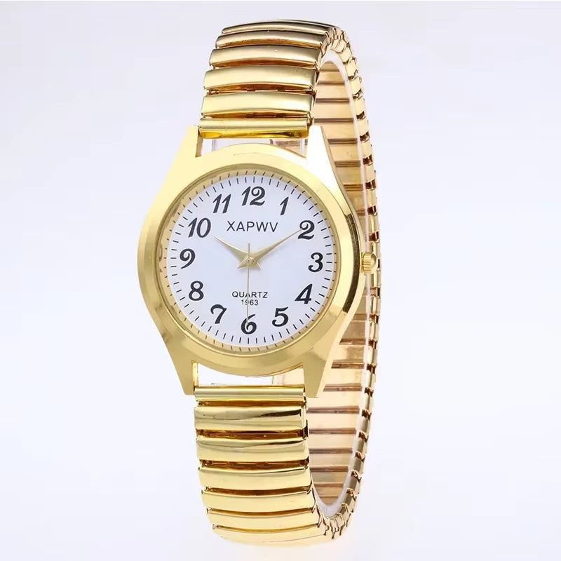 Fashion Women Men Watch Flexible Elastic Band Quartz Wrist Watch Steel Strap Couple Watch Gift